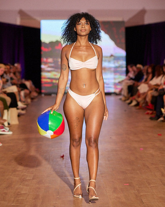 THE BEQUIA - RUCHED BANDEAU SHIMMER TOP