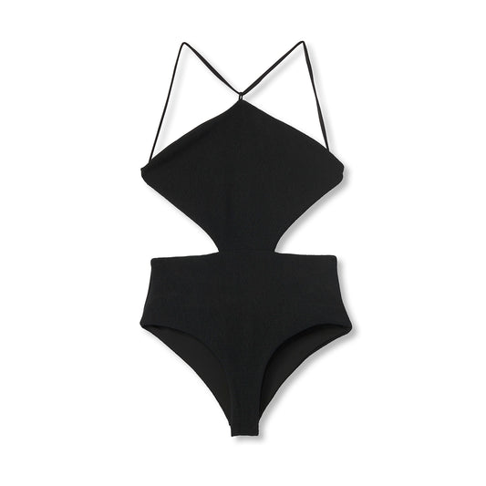THE MONACO - PEEK A BOO HALTER ONE PIECE IN "ACE OF SPADES"