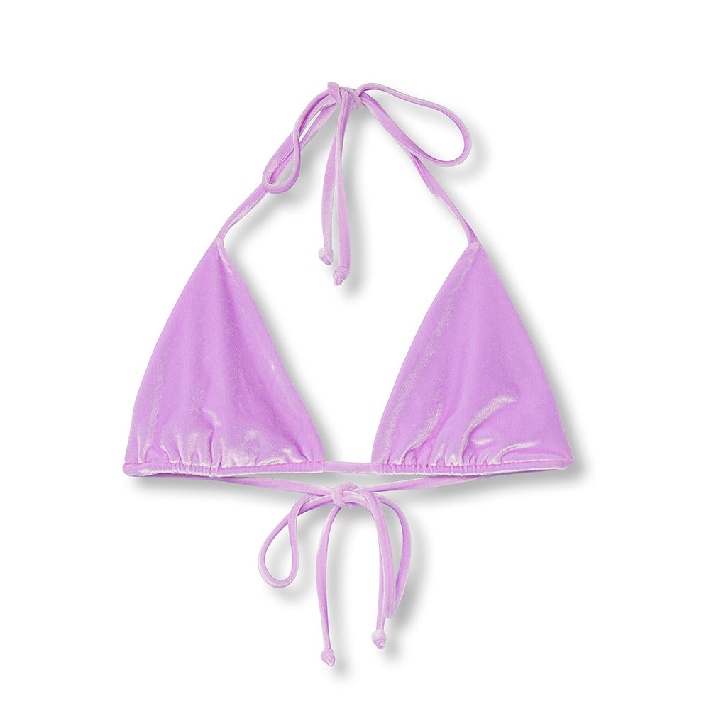 Pink Velvet Triangle Bikini Top, Swimwear